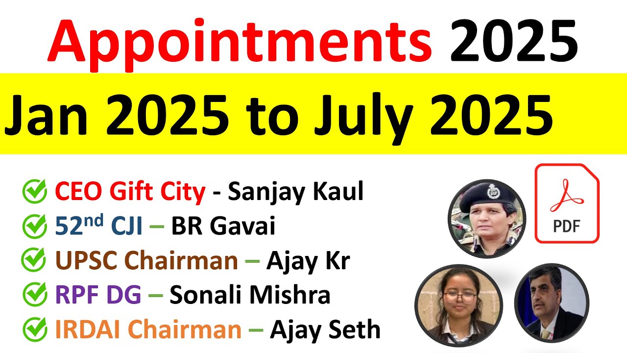 Important Appointments 2025 Current
