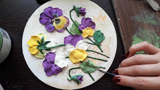 видео: Скульптурная живопись МК Анютины Глазки картинка: Скульптурная живопись МК Анютины Глазки