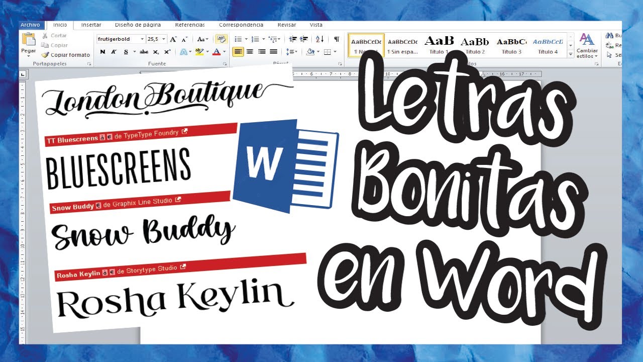 Letras Bonitas En Word COMO DESCARGAR FUENTES BONITAS PARA TU COMPUTADORA #tipografia #word #diy -  YouTube
