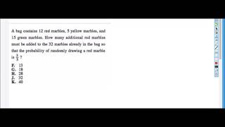 ACT Sample Question -- Probability