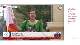 Vice President Elect Sara Duterte Inaugural Speech    June 19, 2022