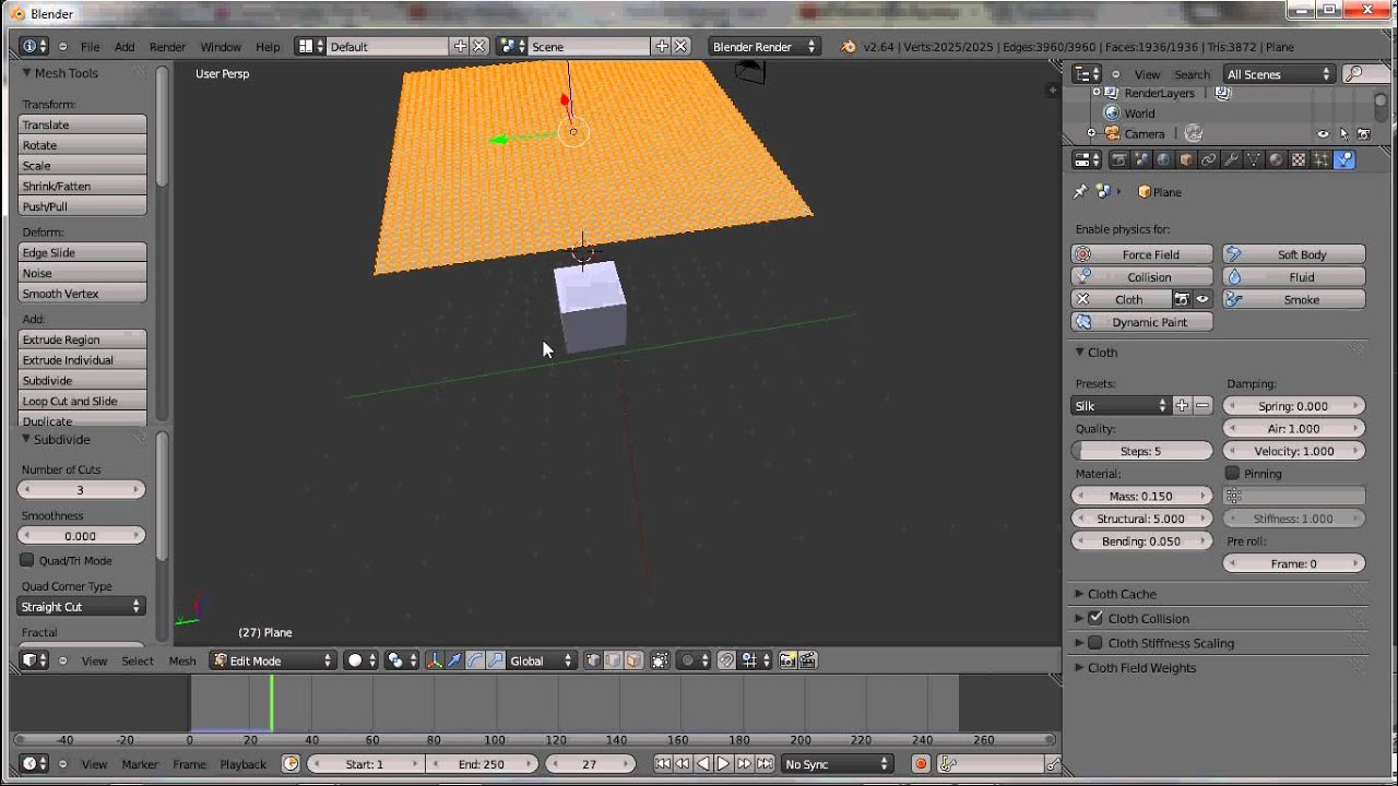 Propriedades físicas do blender - Tecido - Tutorial em Português - YouTube