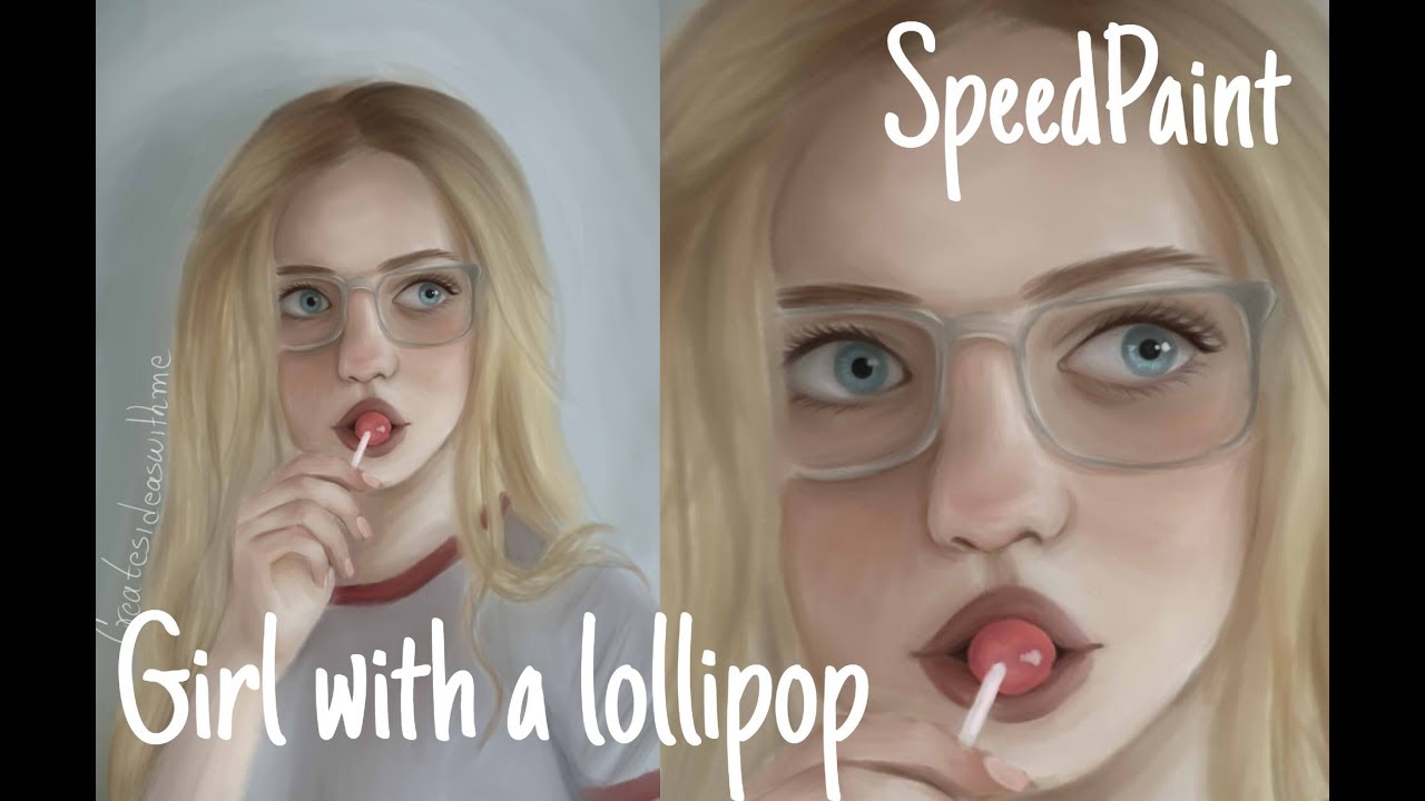 SpeedPaint ~ Girl with a lollipop - YouTube