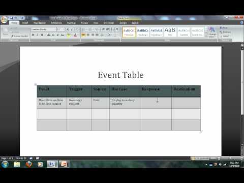 How To Make Event Table For Software Engineering