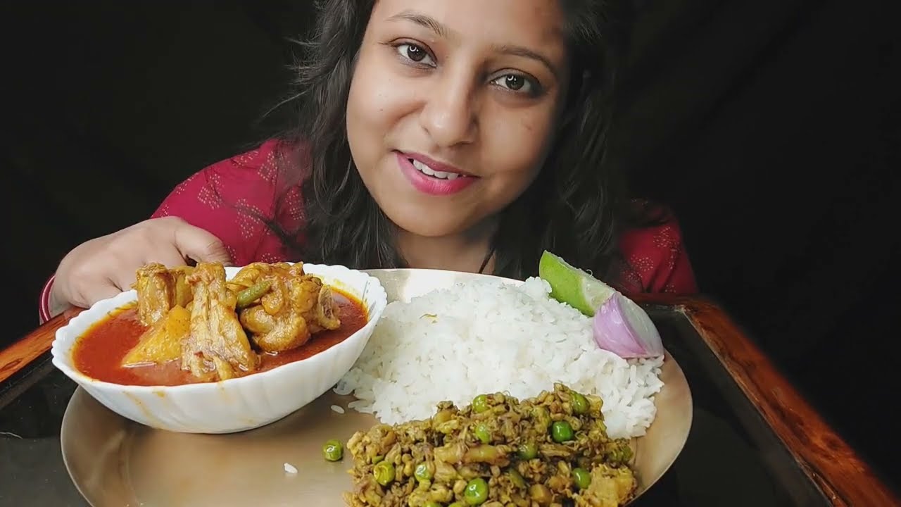 Eating Show - Rice, Sojne Full Vaja, spicy 🔥Chicken Er lal Jhol | big bites | poulamieatingshow