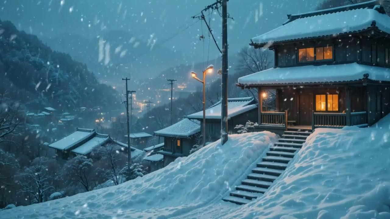 Japanese Snowfall Lofi 🎶 Warm Winter Beats for Study
