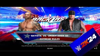 FULL MATCH - THE UNDERTAKER VS BATISTA ONE ON ONE EXTREME RULES MATCH IN BACKLASH | WWE 2K24