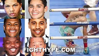 CELEBRITIES REACT TO TEOFIMO LOPEZ DROPPED BY SANDOR MARTIN IN WIN: DAVIS, HANEY, WARD, ATLAS, MORE