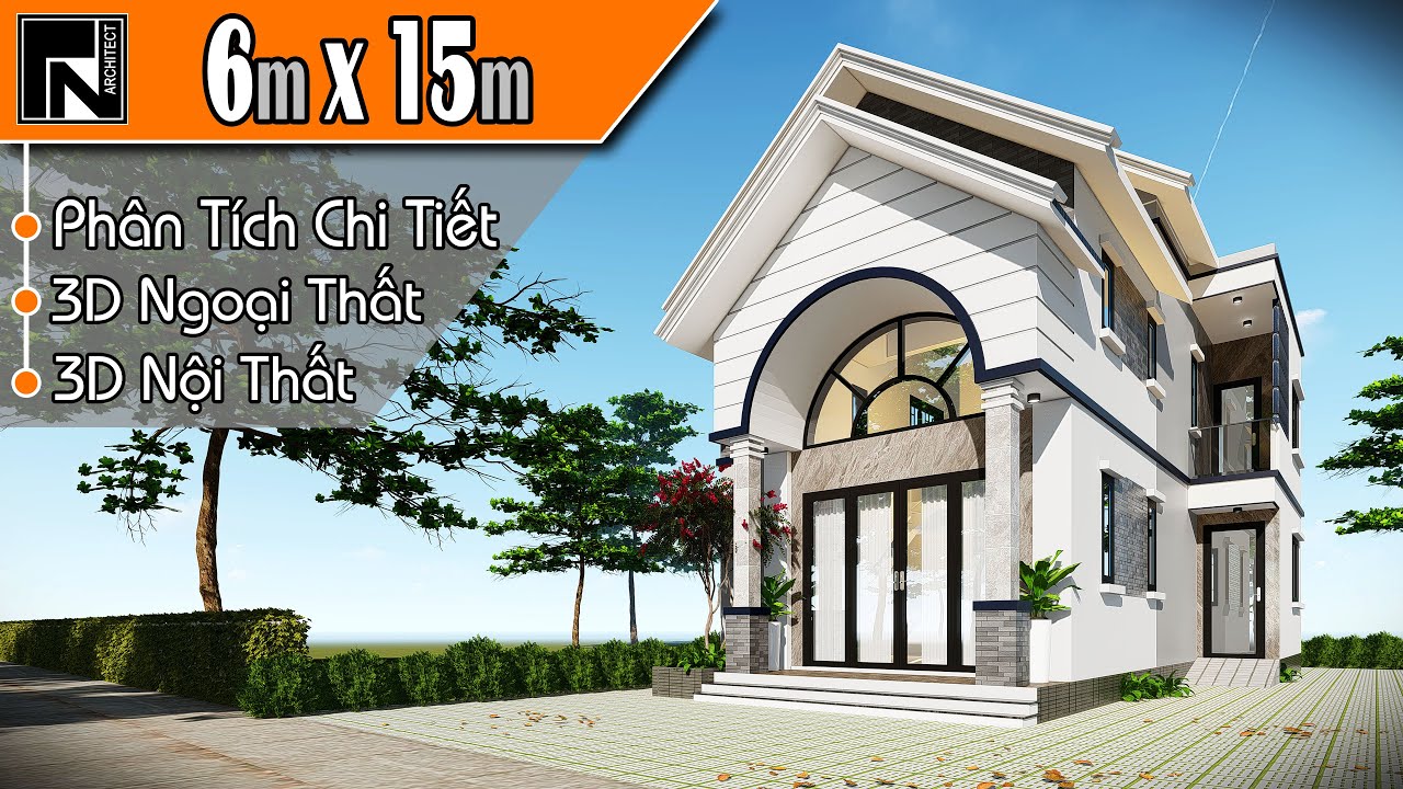 TNA122 - Mẫu nhà cấp 4 gác lửng đẹp mái thái 6x15m với... - youtube