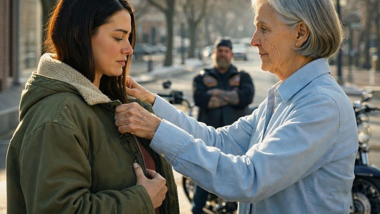 Eine alte Witwe gab ihren einzigen Mantel der Frau eines Hells Angels–was dann geschah, bewegte alle