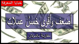 اقوى واضعف خمسة عملات في العالم مقارنة بالدولار