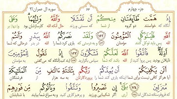 ترجمه آیه 122 سوره آل عمران/🤝 یادآوری یاری و نصرت الهی برای مؤمنان/🌿 دعوت به توکل و پایداری در سختی