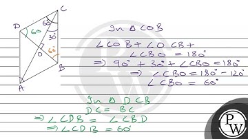In the given figure, \( A B C D \) is rhombus in which \( \angle \mathrm{C}=60^{\circ} \). Then,...