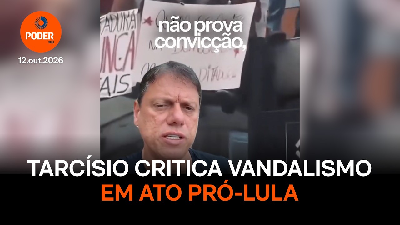 Tarcísio critica vandalismo em ato pró-Lula; Boulos rebate imagem