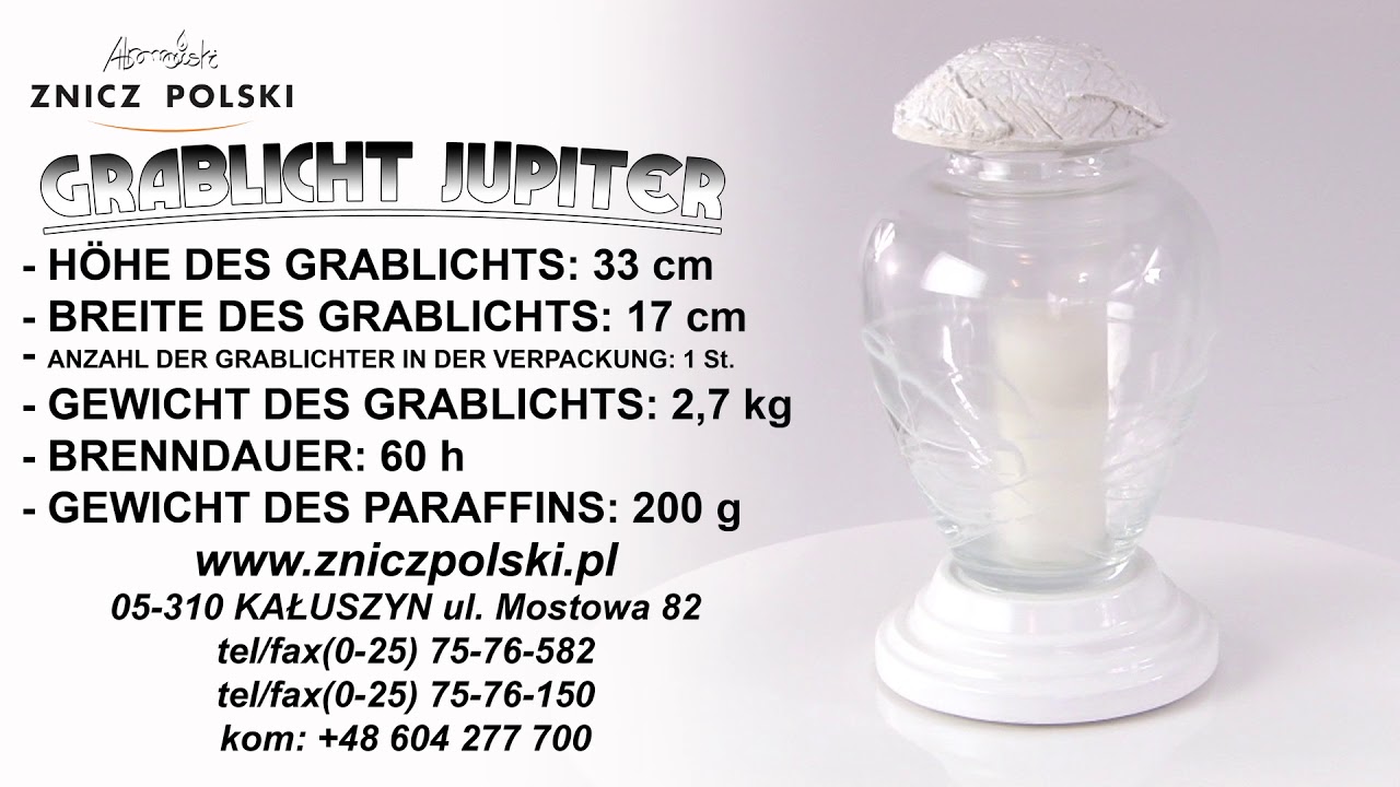Kerze auf dem Grab JUPITER B Kerzenkerze Grablichter kunstvoll