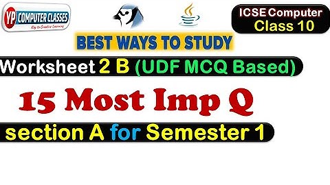 15 Most Imp MCQ questions based on User Defined functions for  icse class 10 | Worksheet 2 B