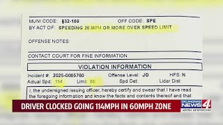 Driver clocked going 114 mph in 60 mph zone