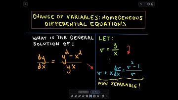 Change of Variables: Homogeneous Differential Equations (Example 1)
