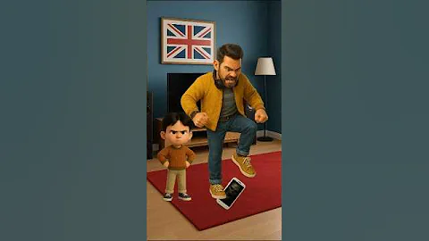 Dad Fights the Phone Monster, You Won’t Believe the Twist! #funnyshorts #cartoon #family #monster thumbnail