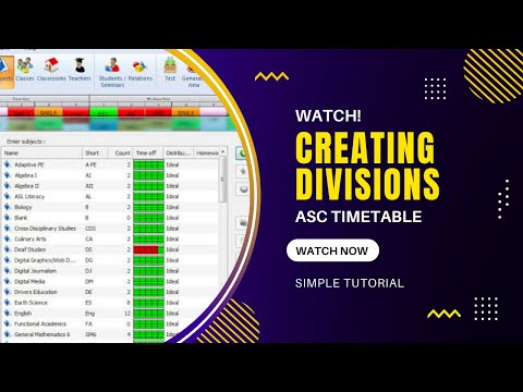 How to cretae divisions in ASC timetable