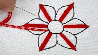 hand embroidery beautiful flower design| big stitch| fantasy flower embroidery