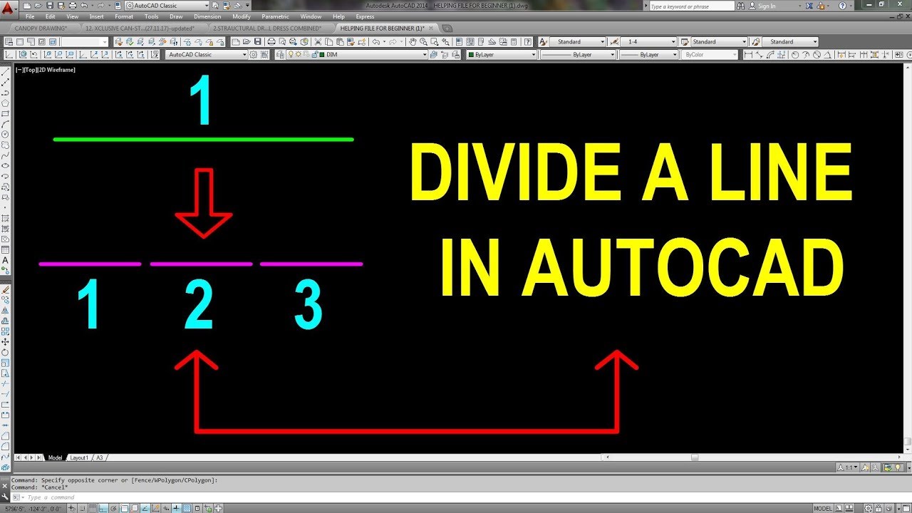How To Divide A Line In Autocad Youtube