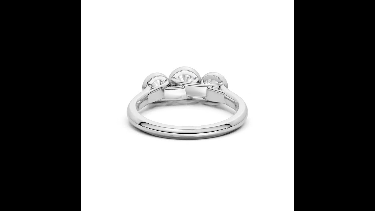 1ctw Round Lab Grown Diamond 14k White Gold Three-Stone Bezel Engagement Ring