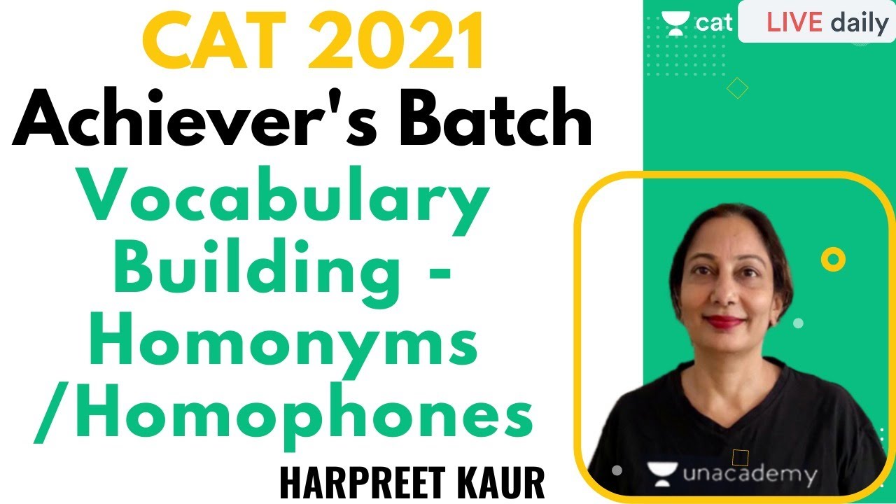 Vocabulary building -Homonyms /Homophones | VA | CAT 2021 I By Harpreet ...