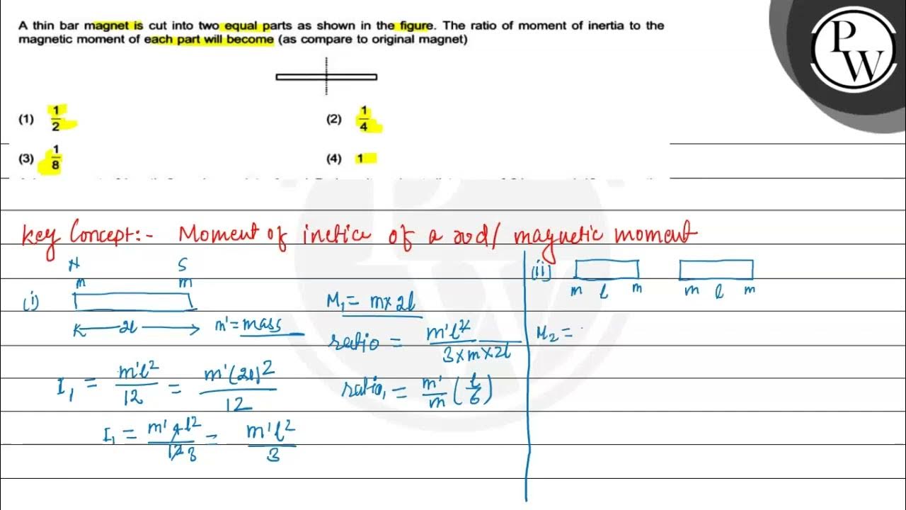 A thin bar is cut into two equal parts as shown in the figur