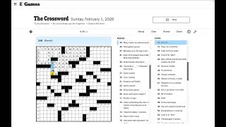 New York Times Crossword Solve - Sunday Feb 1 2026