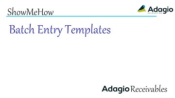 Adagio Receivables - Entry Templates