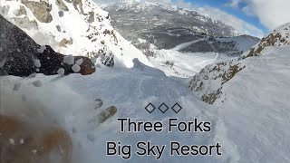 The BEST RUN on the mountain. Three Forks at Big Sky Resort.