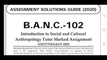 BANC 102 Ignou Solved Assignment