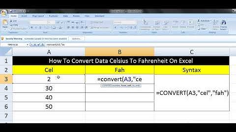 How To Convert Data Celsius To Fahrenheit On Excel