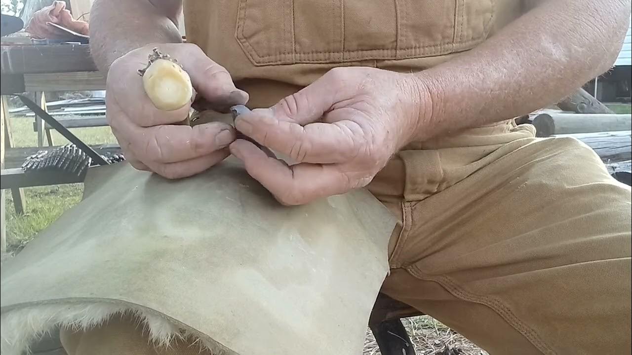 Sharpen flint for flint and steel fire making YouTube