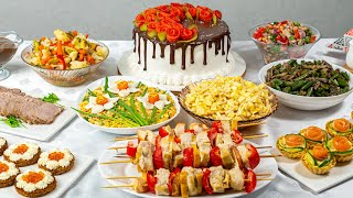 The most beautiful birthday menu! 10 meals. Salads, Snacks, Hot and Cake!