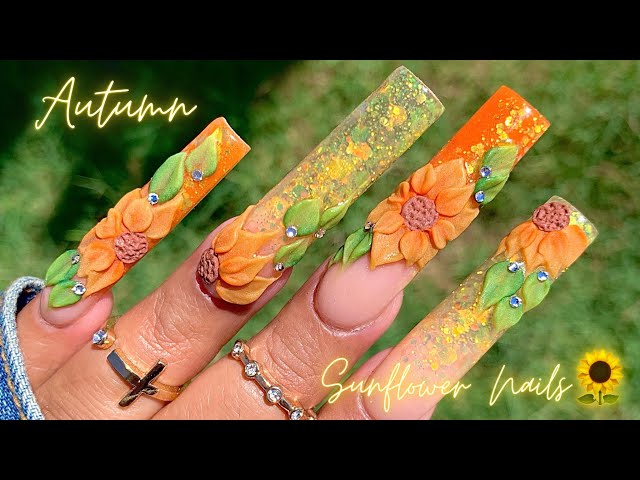 Diiamonds - 🌻YOU'RE A SUNFLOWER🌻 . 3D acrylic nail art just gives that  extra umph👏🏼 a bit of brightness to lighten up a cloudy Friday! What's  everyone's up to tonight chillin or