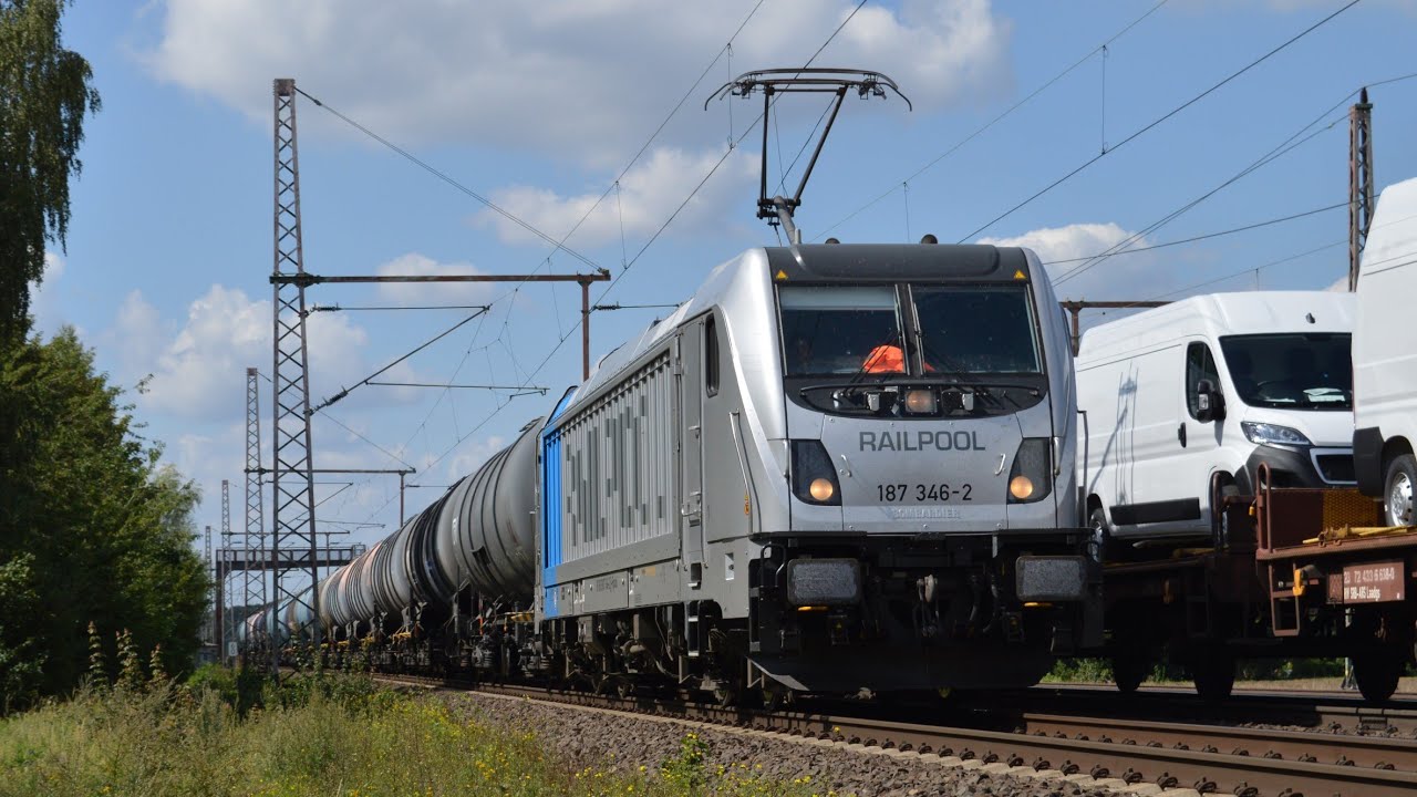 RAILPOOL 187! Eccorail 187 346-2 passes Dedensen-Gümmer with a tanker train