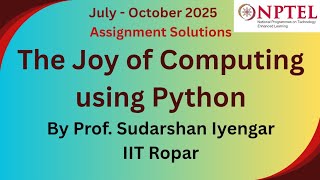 The Joy of Computing using Python || NPTEL Assignment 3 answer 