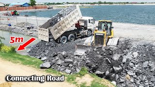 : EP32.Amazing Skills Connecting Private To Public Road Operation By Dozer&Dump Truck Unloading Stones