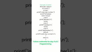 Switch Statement in C 🔥 | Day 8 C Programming Shorts | CodeVeda