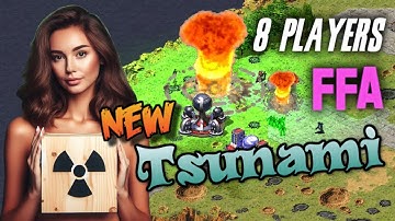 Epic NEW Tsunami Map Battle in Command & Conquer: Red Alert 2 Yuri’s Revenge 8 Players Free For All.