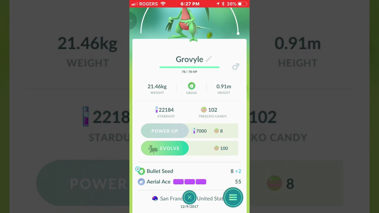 FIRST EVER MAX CP GROVYLE EVOLVING INTO MAX CP SCEPTILE (pokemon go)