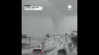 Waterspout Churns in Lisbon, Portugal