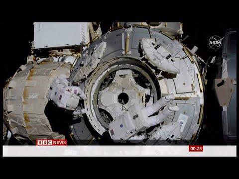 Space walk on the ISS  (Space) - BBC News - 22nd July 2020