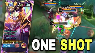 ONE SHOT = TRIPLE KiLL!!🔥😎Top  Global  Fredrinn Best Build and Emblem 2024 | Mobile Legends