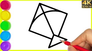 Kite Drawing || Very easy step by step kite Drawing || Flying Kite Drawing for beginners. By Arya.