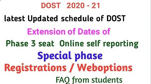 TS DOST 2020 phase 3 online self reporting special phase Registrations weboptions last date extended