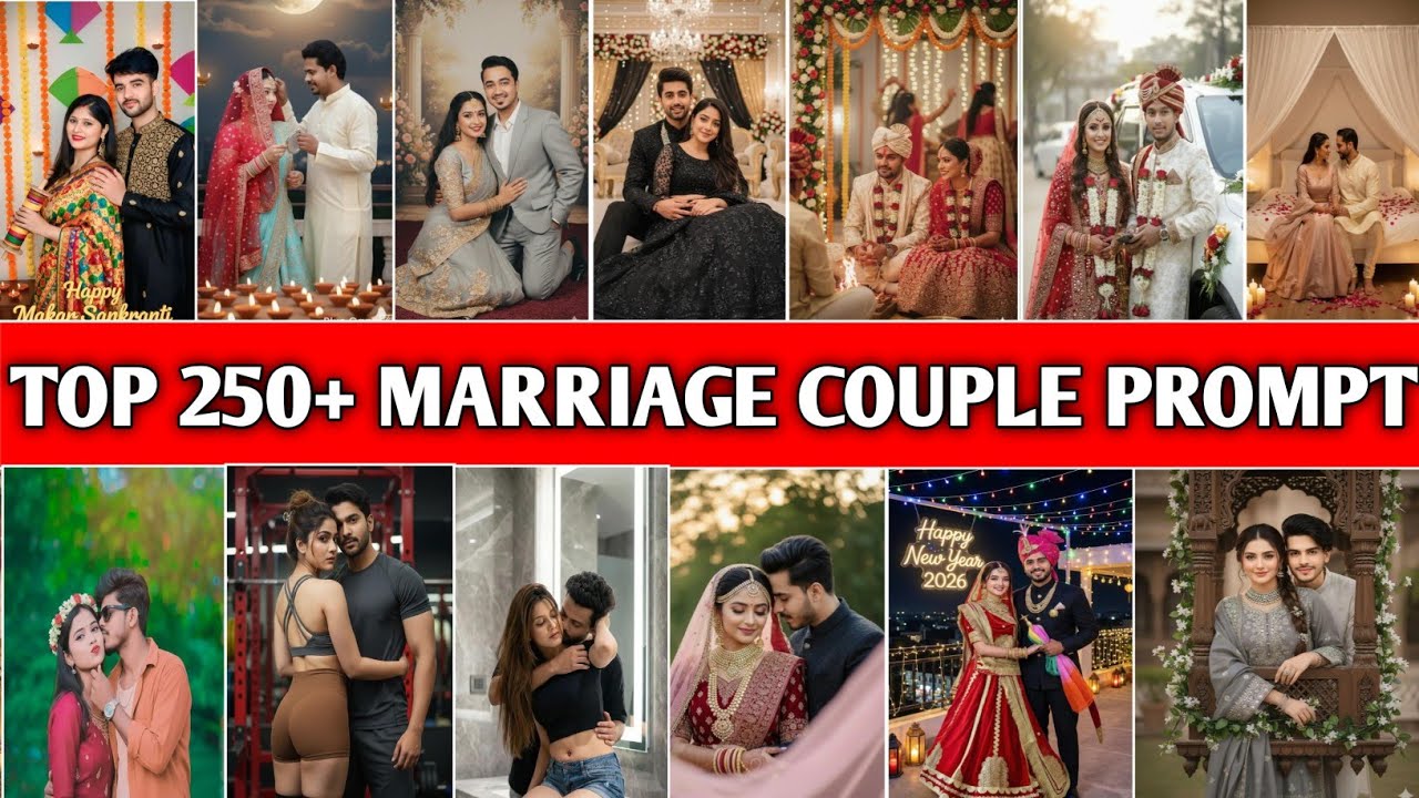 Top 250+ Wedding Marriage Couple Prompt 🔥 Naye Naye Marriage Photo Editing Prompt 😎