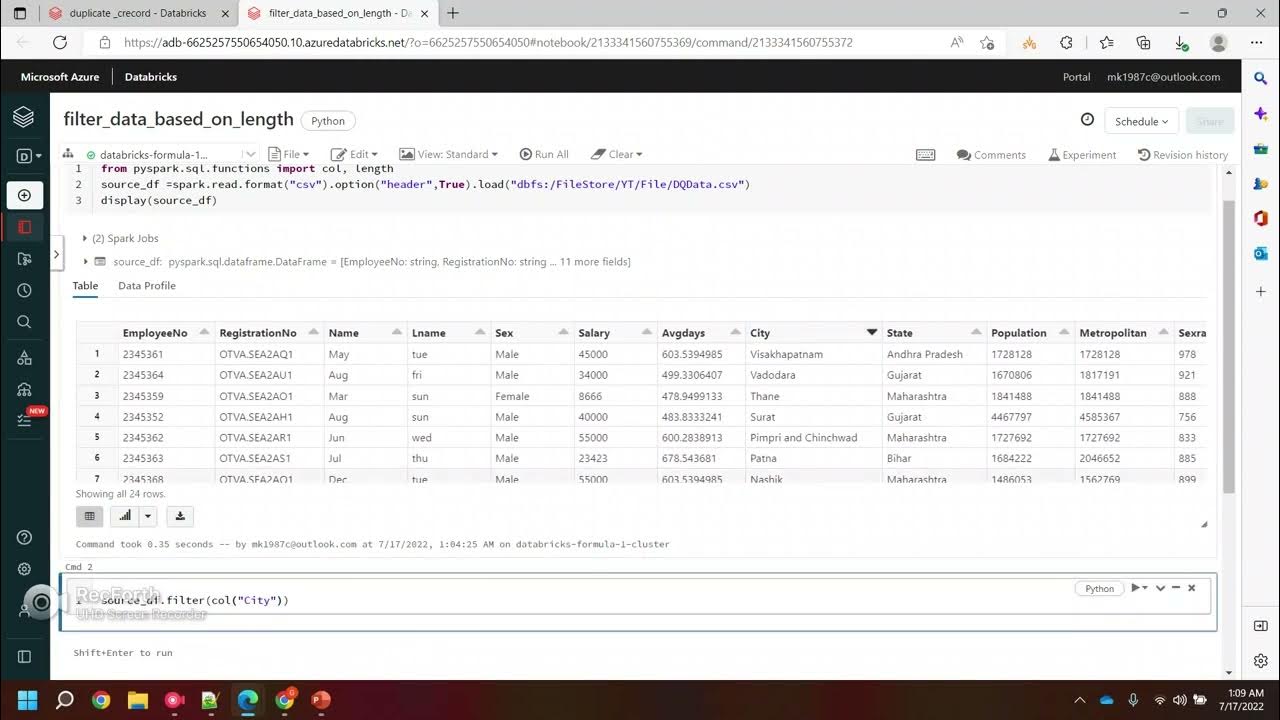 Azure databricks tutorial 15 filter data based on length of values